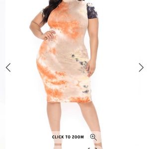 Plus size short sleeve Tye Dye  Dress 1X